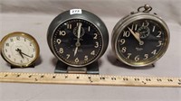 3 Vintage Mechanical Alarm Clocks