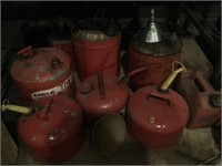 Group lot of gas cans