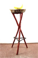 Rustic Live Edge Wood & Twig Plant Stand