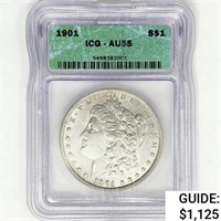 1901 Morgan Silver Dollar ICG AU55