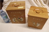 Set of 2 Vintage Wooden Canisters