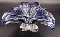 RARE CHALET ART GLASS PURPLE TRI-CORNERED BOWL