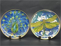 Art Nouveau Peacock & Dragonfly Salad Plates from