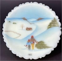 Fenton Hp Custard Christmas 82 Plate By Dana Uv