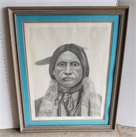 Thomas Marsala Signed Print of Native American,