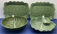 Cabbage Leaf Serving Try’s and Bowls 4 Pcs
