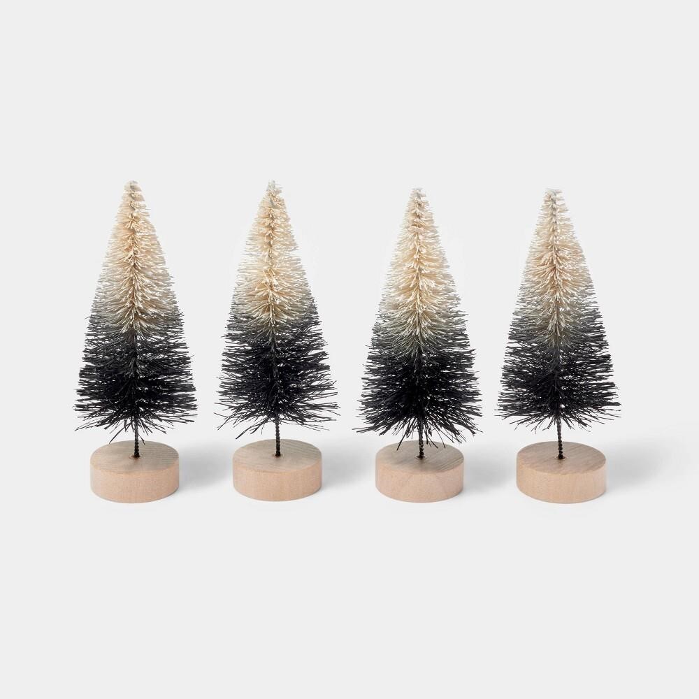 $5  4pk Black & Cream Ombre Bottle Brush Trees