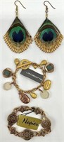 Bracelets & Peacock Feather Earrings Jewelry