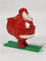 VINTAGE PLASTIC SANTA ON SKIIS CANDY CONTAINER