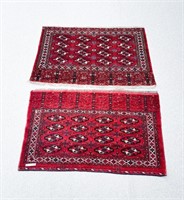 (Set of 2) Red Solid Wool Rugs (4ft x 2.5ft)