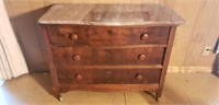 Antique Mahogany Serpentine Marble Top Chest