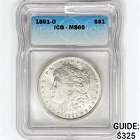 1891-O Morgan Silver Dollar ICG MS60