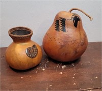 2 handcrafted gourds by Ridge Kunzel & Grace S??