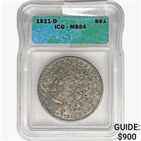 1921-D Morgan Silver Dollar ICG MS64