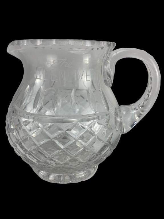 Clear Cut Edged Glass Pitcher The Glenlivet On It