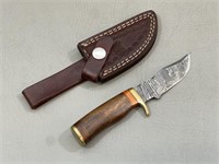 3" Fixed Blade Knife w/Tooled Leather Sheath