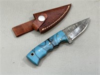 3" Fixed Blade Knife w/Tooled Leather Sheath