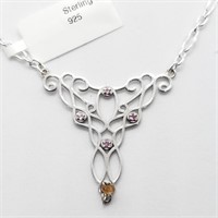 .925 Silver & Pink Sapphire Necklace