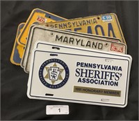 Pennsylvania & Maryland State License Plates.