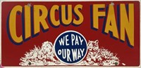 CIRCUS FANS WE PAY OUR WAY LICENSE PLATE