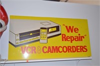 Vtg "We Repair VCR's & Camcorders" Sign