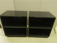 Two Black Shelving Units/Stands