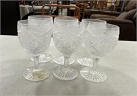 Six 5" Cut Glass Goblets