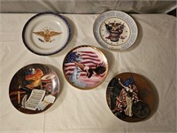 5 Hand Painted Bicentennial and Eagle Plates