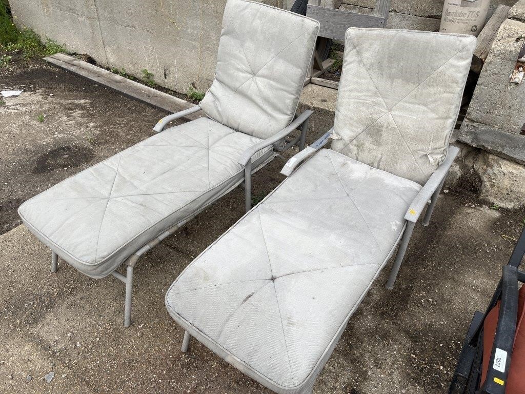 Pair of titanium deck lounge chairs *cushions