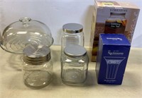 Dispenser, jars, vase & cake stand