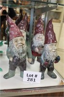 (4) Cast Iron Garden Gnomes: