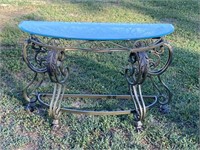 Glass Top Metal Base 1/2 Moon Entry Table