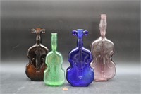 4 Vintage Glass Guitar Bottles