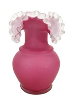 Mt Washington Cased Satin Cranberry Glass Vase