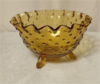 Vintage amber hobnail bowl