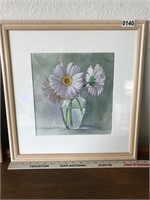 Purple flowers print, framed