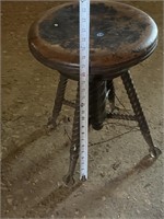 Antique glass ball, and claw piano stool