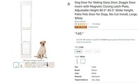 E7644 Sliding Glass Dog Door,White,80.5"-85.5"