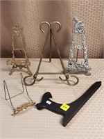 Lot of Metal & Wood Plate Stands