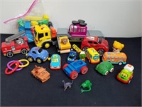 Small toddler toys and wooden blocks