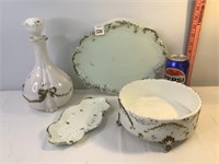 Vintage Hand Painted Milk Glass Dishes