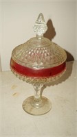 Kings Crown Diamond Point Candy Dish with Lid