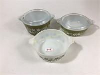 3 Pyrex leftover dishes, matching