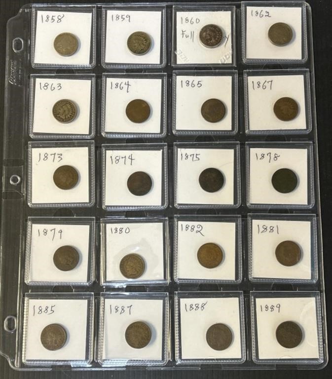 Sheet of Indian Head US Cent Pennies