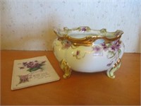 Violet footed dish and postcards