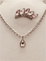 PreOwned Rhinestone Necklace & Brooch
