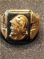 10k gold men's signet ring.  Gladiator bust.