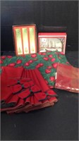 Gorgeous red and green table linens