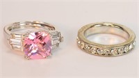 2 Rings: 1 Pink Ice & Multi-Stone Band