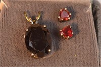 Garnet Earrings & Pendant set in Sterling